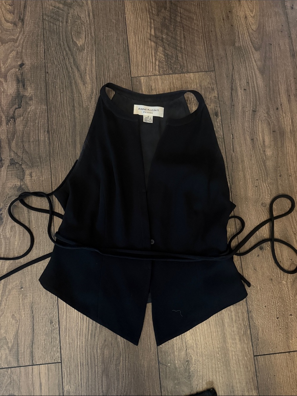 Anne Klein Black Wrap Belted Top